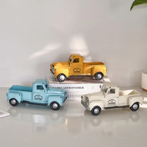 Modello di Camioncino in Ferro Vintage Decorazione per la Casa Statuetta di Auto in Metallo Artigianale Retrò per Ingresso Soggiorno