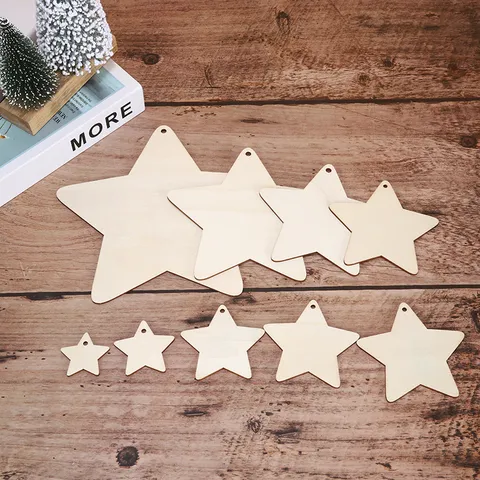 Tranches de Bois de Pin Naturel Formes en Bois Géométriques Vides Avec Trous Pour Enfants DIY Peinture Artisanat Ornements Suspendus