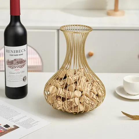 Porta Tappi di Vino in Metallo Cesto Portaoggetti in Filo Contenitore Decorativo per Tappi per Casa Bar Cucina Bancone Decorazione