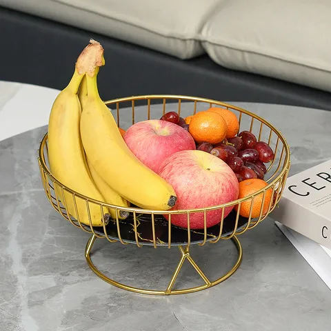 European Light Luxury Ceramic Fruit Plate Creative Living Room Fruit Basket Afternoon Tea Dessert Tray Iron Art Storage Tray