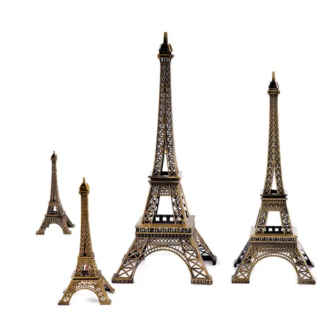 Retro Metal Eiffel Tower Model Vintage Architecture Figurine Home Decor Wine Cabinet Living Room Ornament Craft Gift