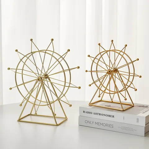 Nordic Style Iron Ferris Wheel Ornament Creative Rotating Desktop Decor For Living Room Office Tabletop Decoration