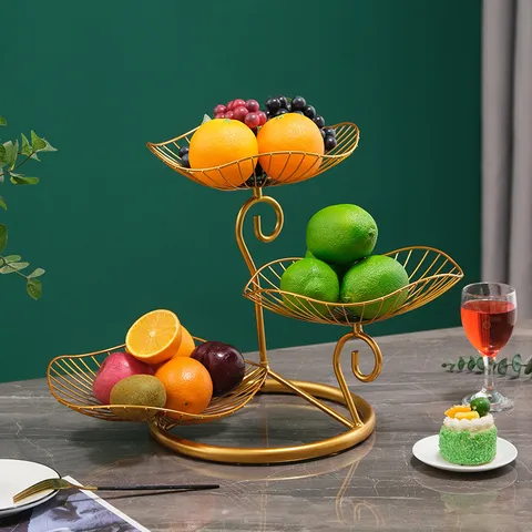 Nordic Style Metal Fruit Basket 3-Tier Tiered High Foot Fruit Plate Modern Living Room Table Storage Rack Home Kitchen Decor