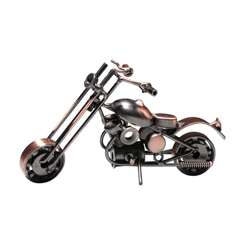 Retro Handmade Iron Motorcycle Model Vintage Metal Craft Ornament Home Decor Tabletop Desk Figurine