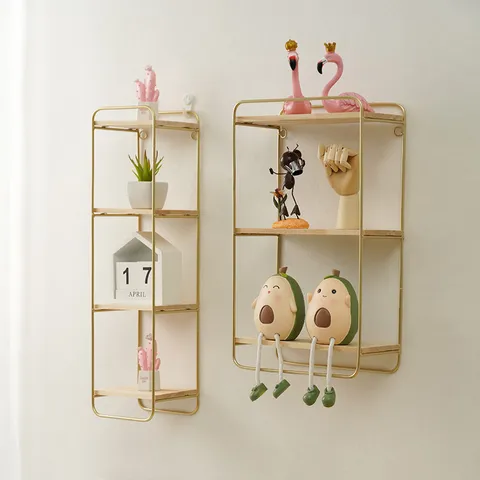 Nordic Minimalist Iron Wall Shelf Multi-Layer Wall Hanging Storage Rack Living Room Bedroom Decorative Display Shelf