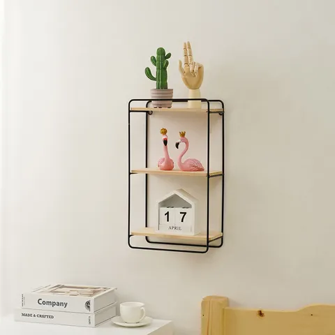 Nordic Minimalist Iron Wall Shelf Multi-Layer Wall Hanging Storage Rack Living Room Bedroom Decorative Display Shelf
