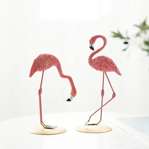 Creative Flamingo Resin Ornament Cute Animal Figurine Pink Desktop Decor Living Room Bedroom Home Decoration Gift