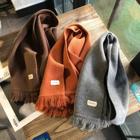 Damen Winter Einfarbig Warmer Schal Mode Lange Quaste Nackenwärmer Student Lässig Minimalistisch Accessoires