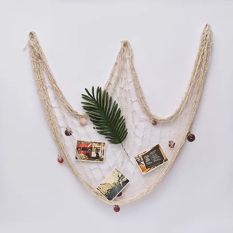 Mediterranean Style Decorative Fishing Net Cotton Rope Shell Hanging Wall Decor For Home Photography Props