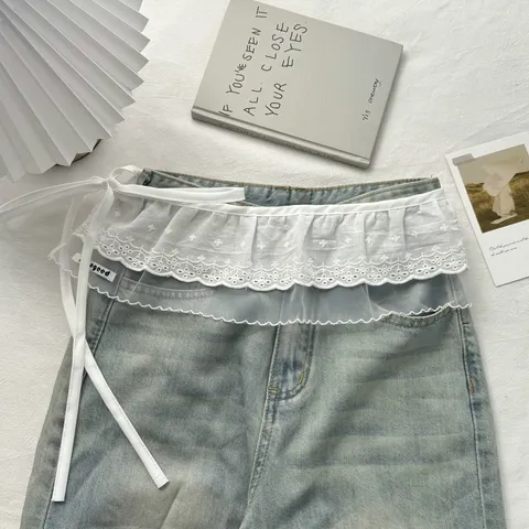 Dames Balletcore Wit Katoen Kant Mesh Wikkelrok Overlay Voor Layering Over Jeans Mode Y2K Accessoire