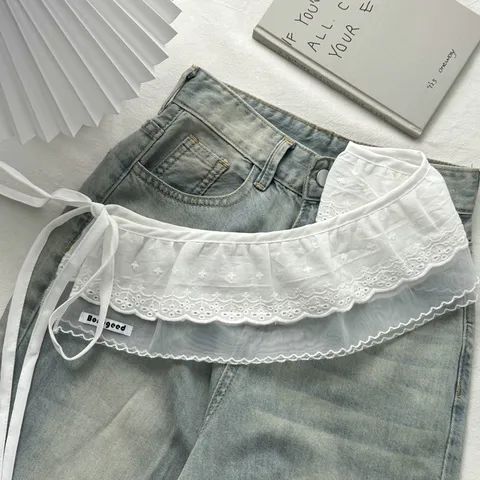 Dames Balletcore Wit Katoen Kant Mesh Wikkelrok Overlay Voor Layering Over Jeans Mode Y2K Accessoire