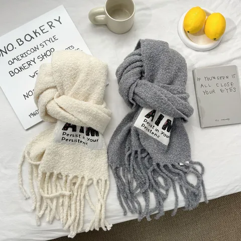 Women Pure Wool Scarf Korean Style Solid Color Tassel Shawl Warm Winter Scarf For Women Soft Autumn Pashmina Wrap