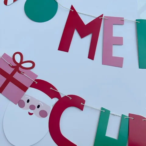 Guirlande Suspendue Imprimée de Lettres de Père Noël en Papier de Noël Fournitures de Fête