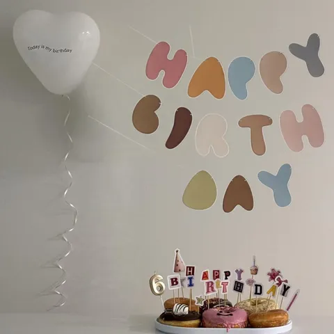 Bannière de Fond en Papier de Lettre d'Anniversaire Colorée Rétro Morandi pour Fournitures de Décoration de Fête de Photo de Premier Anniversaire de Bébé