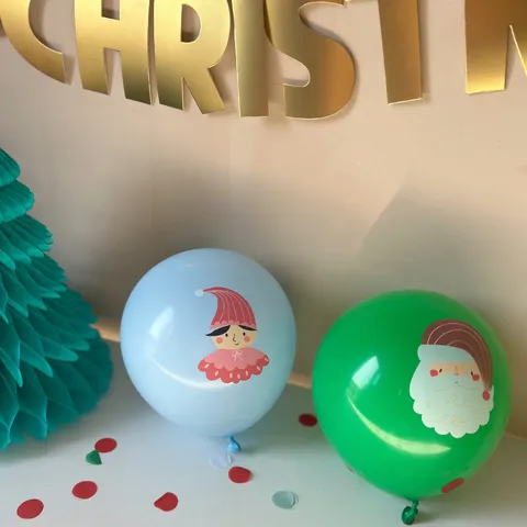 Ballons de Noël en Latex Père Noël et Lutin Imprimés Ballons de Décoration de Fête Festive Décor d'Événement Festif