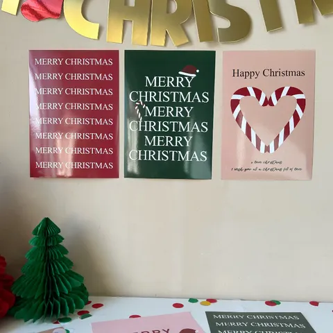 Christmas Party Decorative Poster Card Merry Christmas Letter Banner Holiday Photo Booth Props Background Supplies