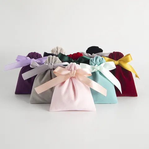 Eleganter Samt Schmuckbeutel Mit Kordelzug Und Satinband Schleife Weiche Stoff Kleine Geschenktüte Für Schmuck Verpackung Aufbewahrung