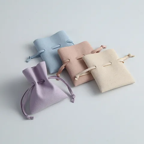 Mikrofaser Kunstleder Schmucktasche Kordelzugbeutel Weiche Aufbewahrungsbox Für Halskette Ohrring Ringe Schmuck Geschenkverpackung