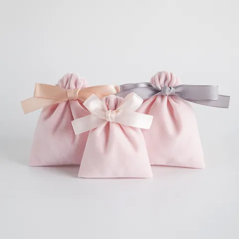 Eleganter Rosa Dick Samt Kordelzug Geschenkbeutel Seide Satin Schleife Design Schmuck Aufbewahrungstasche Verpackungstasche Organzabeutel Für Hochzeit Süßigkeiten Party Deko