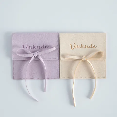 Elegante Mikrofaser Kunstleder Samt Schmuck Geschenktüten Quadratische Samt Verpackung Kordelzugbeutel Mit Schleife Für Ring Halskette Ohrring Kleine Aufbewahrung