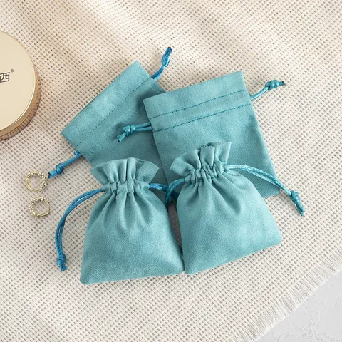Tiffany Blau Wildleder Schmuck Beutel Samt Geschenkbeutel Kleine Aufbewahrungstasche Für Halskette Anhänger Armband Zubehör Verpackung