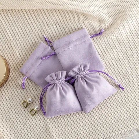 Elegante Bolsa de Joyas de Terciopelo de Gamuza Suave Cordón de Almacenamiento Para Collar Colgante Anillo Pequeña Bolsa de Embalaje de Regalo