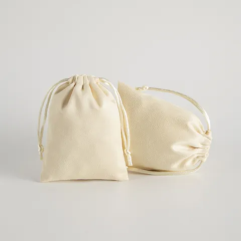 Bolsas de Terciopelo Suave con Cordón para Embalaje de Joyas Pequeñas Bolsas de Regalo para Bodas Almacenamiento de Joyas Beige