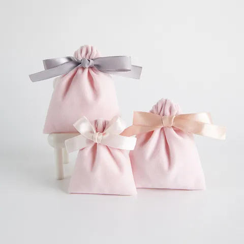 Eleganter Rosa Dick Samt Kordelzug Geschenkbeutel Seide Satin Schleife Design Schmuck Aufbewahrungstasche Verpackungstasche Organzabeutel Für Hochzeit Süßigkeiten Party Deko