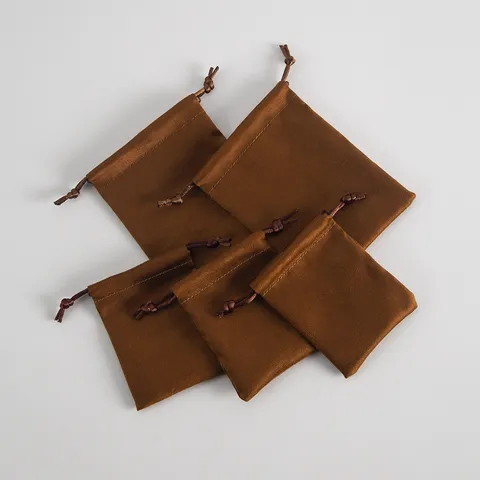 Bolsas de Joyería de Terciopelo con Cordón Café Marrón Bolsa de Tela para Collar Pulsera Embalaje de Regalo Bolsa de Almacenamiento de Auriculares