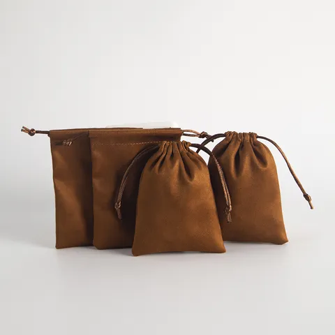Bolsas de Joyería de Terciopelo con Cordón Café Marrón Bolsa de Tela para Collar Pulsera Embalaje de Regalo Bolsa de Almacenamiento de Auriculares