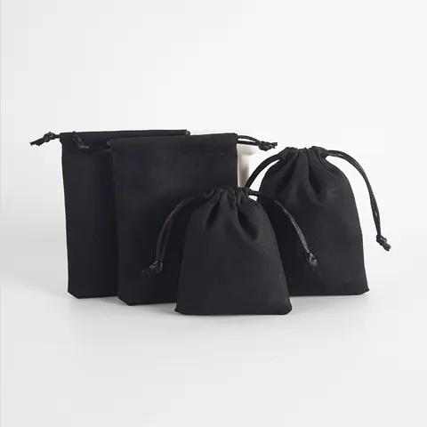 Einfarbig Wildleder Stoff Schmuck Verpackung Tasche Minimalistisch Kordelzug Aufbewahrungsbeutel Für Armband Geschenk Zubehör Packen Organisator