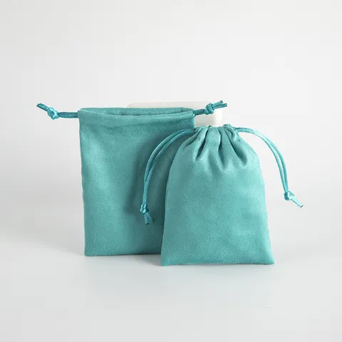 Bolsa de Terciopelo Azul Lago con Cordón Bolsa de Embalaje de Joyas Funda de Almacenamiento Suave Bolsa de Regalo Pequeña para Pulseras Auriculares Anillos Cuentas
