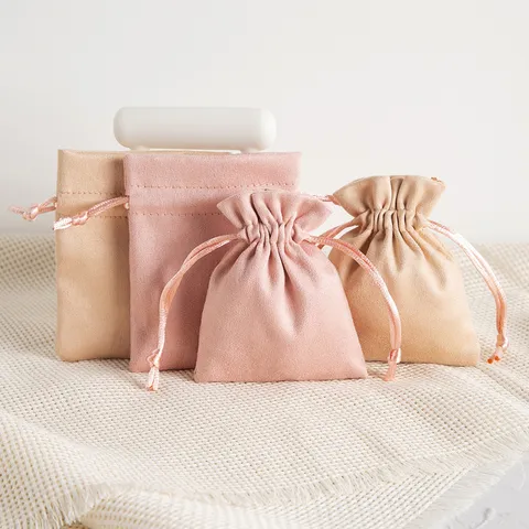 Wildleder Schmuckbeutel Mit Kordelzug Weiche Stoff Geschenktüten Für Halsketten Ohrringe Aufbewahrung Kleine Süßigkeitenbeutel Hochzeit Verpackung