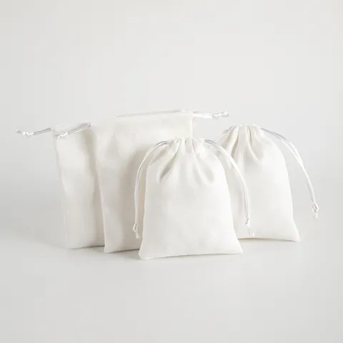 Weiße Samt Schmuckbeutel Mit Kordelzug Weicher Samtbeutel Für Halskette Armband Ohrringe Aufbewahrung Staubdicht Verpackungsbeutel Hochzeit Party Geschenktüte