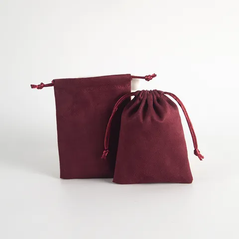 Einfarbig Flanell Kordelzug Beutel Weinrot Stoff Weich Schmuckbeutel Geschenk Verpackung Aufbewahrungstasche Für Hochzeit Party Staubdicht Organisieren Tasche