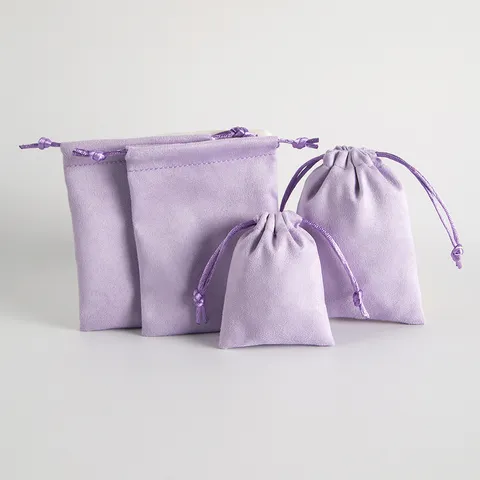 Weicher Flanell Schmuckbeutel Mit Kordelzug Hellviolett Samt Geschenktüte Für Lippenstift Armband Halskette Aufbewahrung Verpackung Zubehör