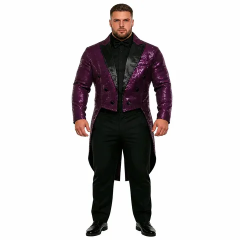 Chaqueta Blazer de Esmoquin con Lentejuelas para Hombre Abrigo de Traje Cruzado para Banquete Fiesta