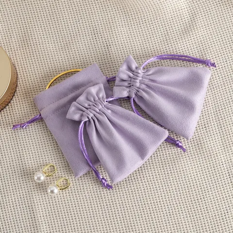 Elegante Bolsa de Joyas de Terciopelo de Gamuza Suave Cordón de Almacenamiento Para Collar Colgante Anillo Pequeña Bolsa de Embalaje de Regalo
