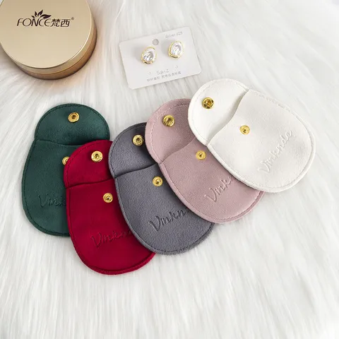 Luxus Samt Schmuckbeutel Druckknopf Ovaler Boden Tragbare Aufbewahrungstasche Für Ohrringe Ringe Hochzeit Geschenk Verpackung