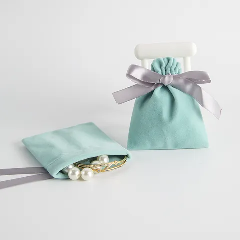 Luxus Samt Schmuck Kordelzugbeutel Satinband Schleife Geschenkverpackung Tragbare Kleine Zubehör Aufbewahrungstasche Samtbeutel