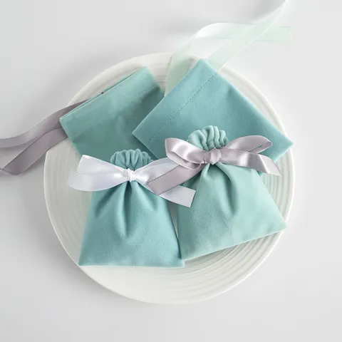 Luxus Samt Schmuck Kordelzugbeutel Satinband Schleife Geschenkverpackung Tragbare Kleine Zubehör Aufbewahrungstasche Samtbeutel