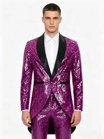 Hommes Médiéval Vintage Paillettes Queue-de-pie Veste Manches Longues Performance de Scène Costume Tuxedo Fête Polyester