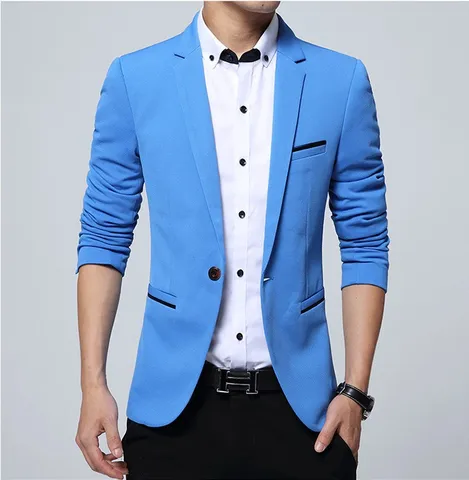 Men's Slim Fit Casual Suit Jacket Single Breasted Lapel Long Sleeve Blazer Outerwear Solid Color Business Coat