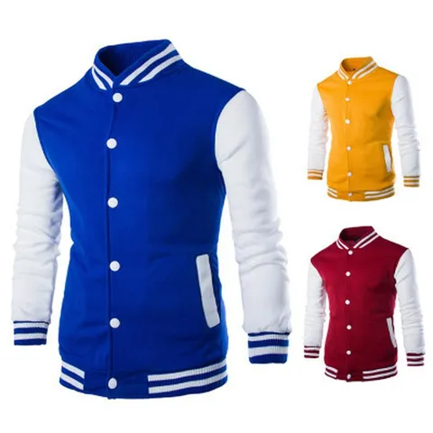 Heren Opstaande Kraag Bomberjack Herfst Casual Kleurenblok Rits Winddichte Bovenkleding Lange Mouw Sportjas