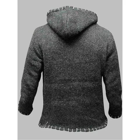 Pull Tricoté à Capuche Color Block Décontracté pour Hommes Manches Longues Patchwork Pull Hiver Chaud Mode Vêtement en Tricot Top