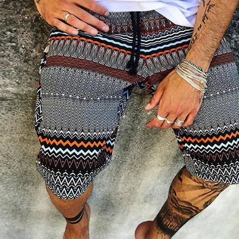 Men's Casual Summer Printed Straight Shorts Loose Fit Beach Shorts