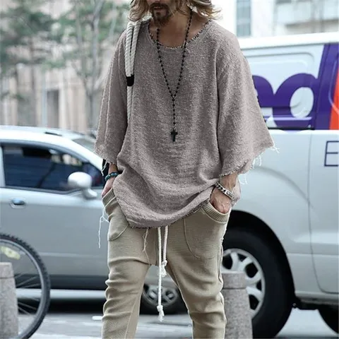 Herren Casual Langarm T-Shirt Lockerer Schnitt Einfarbig Rundhals Pullover Basic Tägliches Top