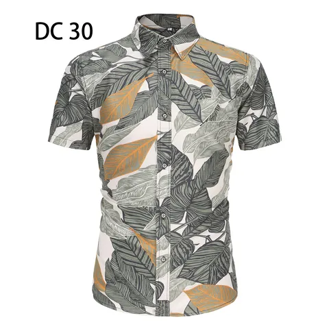 Men's Summer Casual Short Sleeve Shirt Hawaiian Tropical Floral Beach Button Down Slim Fit Stylish Vacation Holiday Top