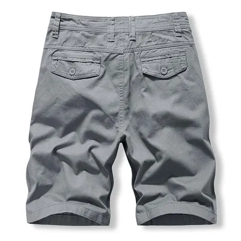 Men's Cotton Cargo Shorts Casual Summer Outdoor Multi-Pocket Washed Solid Color Straight Leg Mid-Waist Workwear Shorts For Men