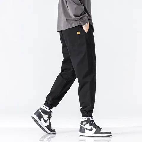Men's Casual Cargo Jogger Pants High Stretch Bamboo Fiber Rabbit Hair Solid Color Loose Harem Trousers Fall Fashion Bottoms